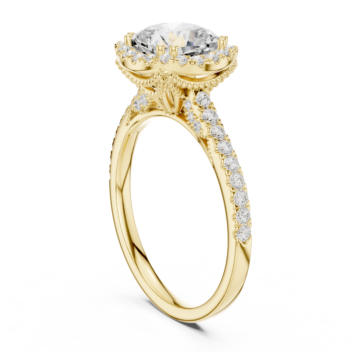 Round Halo Lab Grown Diamond Engagement Ring