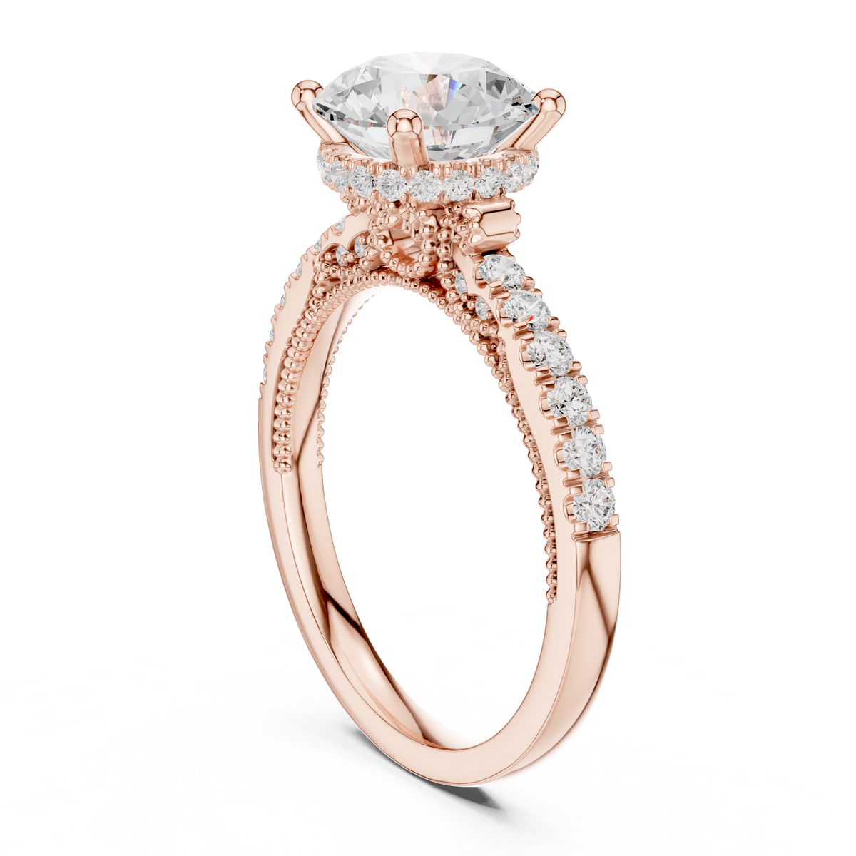 Round Halo Lab Grown Diamond Engagement Ring