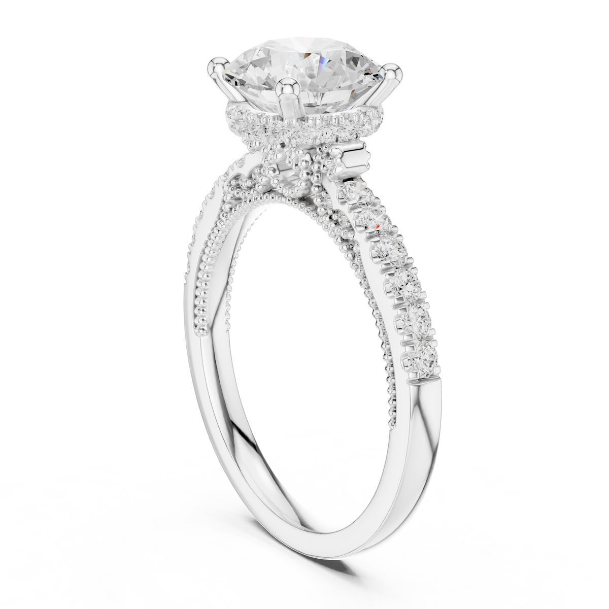 Round Halo Lab Grown Diamond Engagement Ring