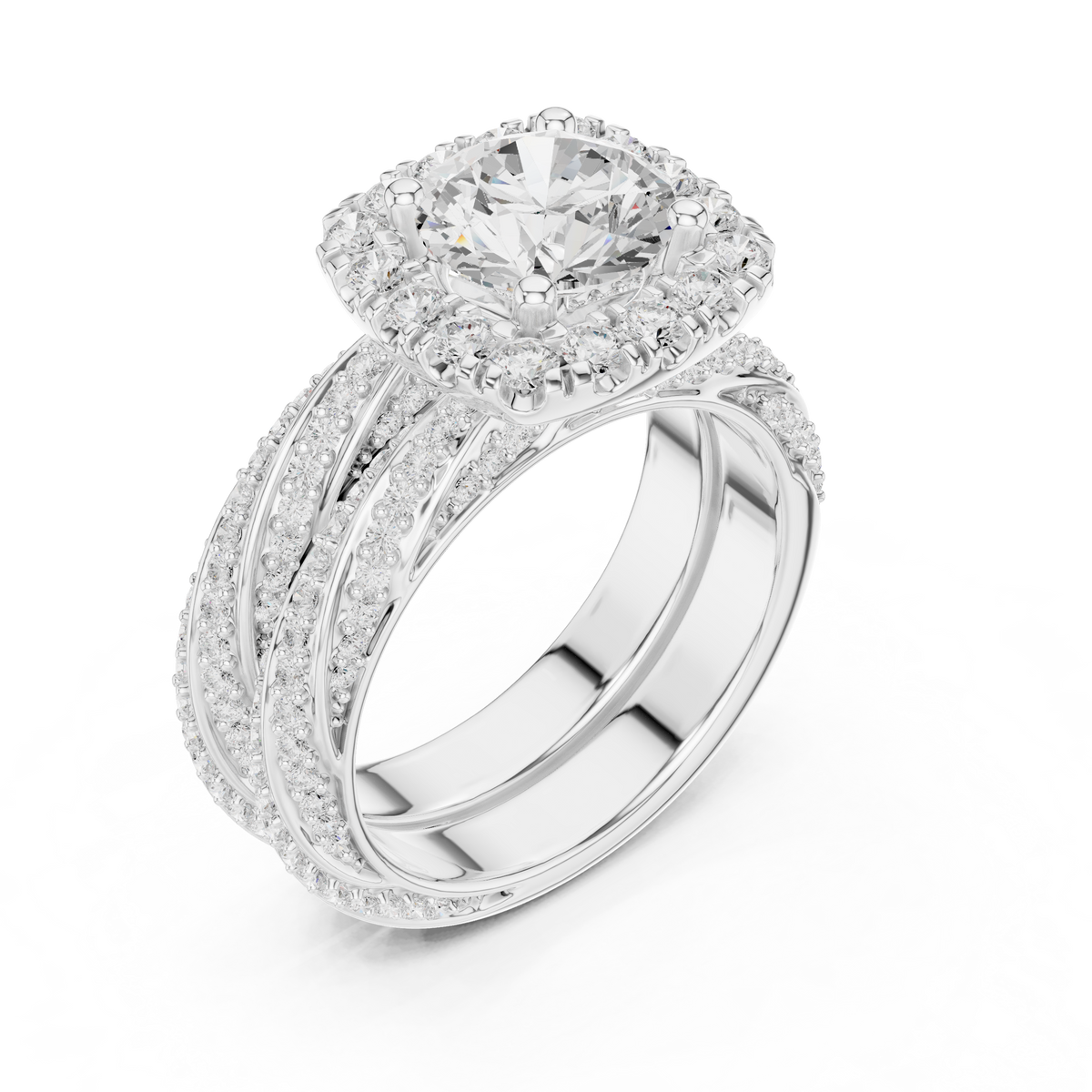 Round Halo Lab Grown Diamond Engagement Ring