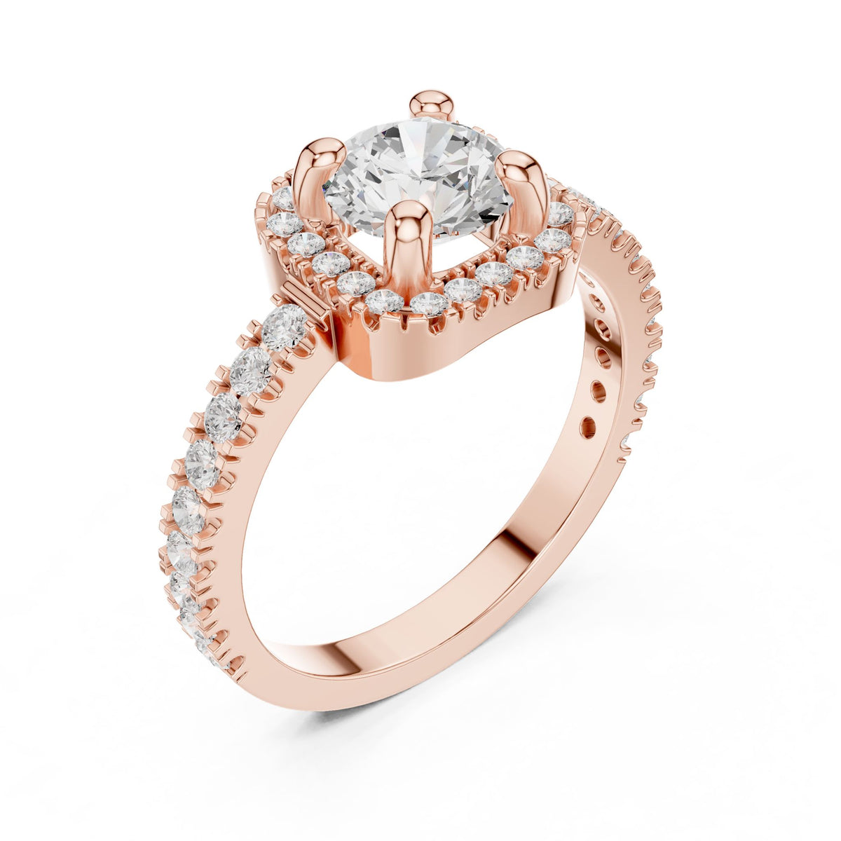 Round Halo Lab Grown Diamond Engagement Ring