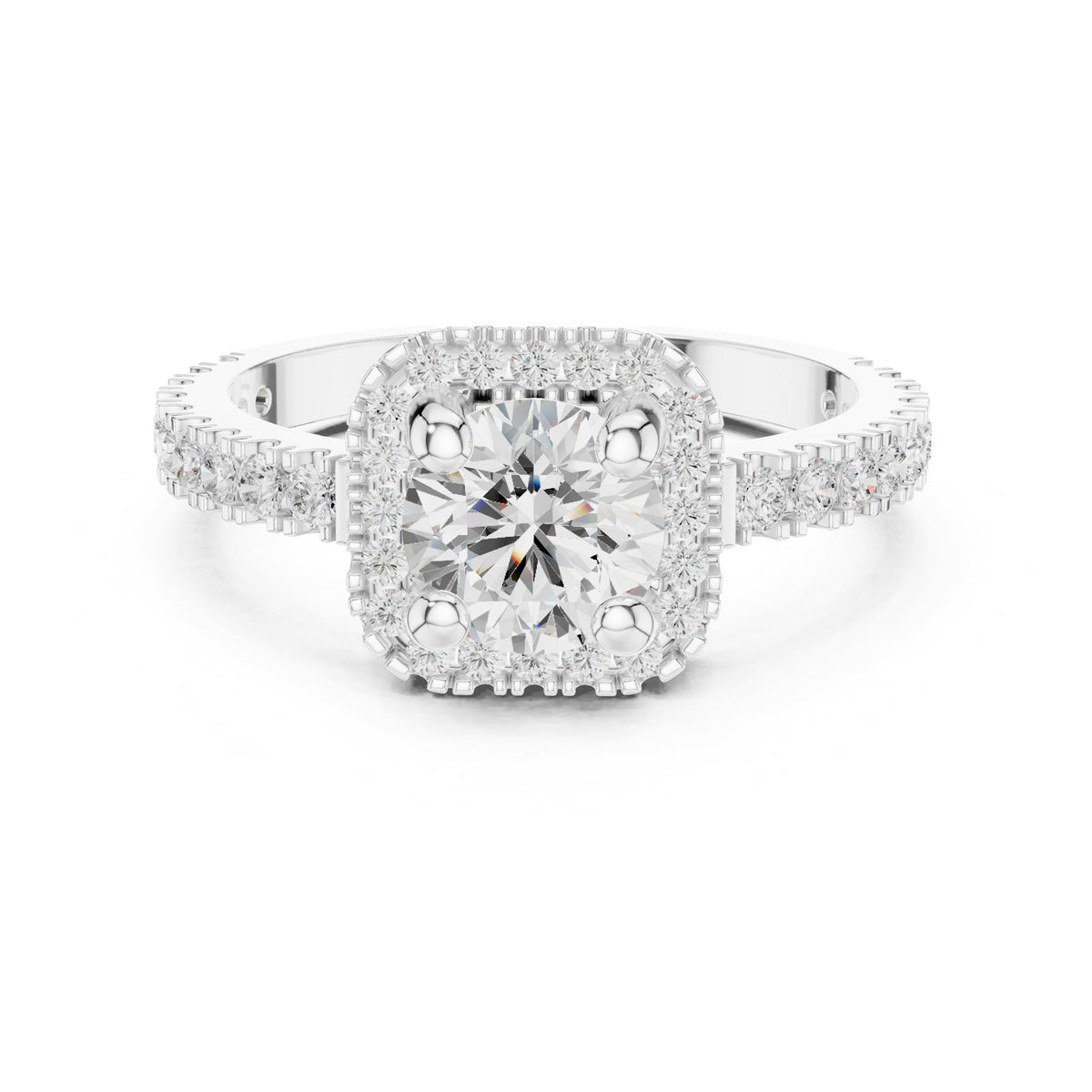 Round Halo Lab Grown Diamond Engagement Ring