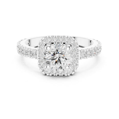 Round Halo Lab Grown Diamond Engagement Ring