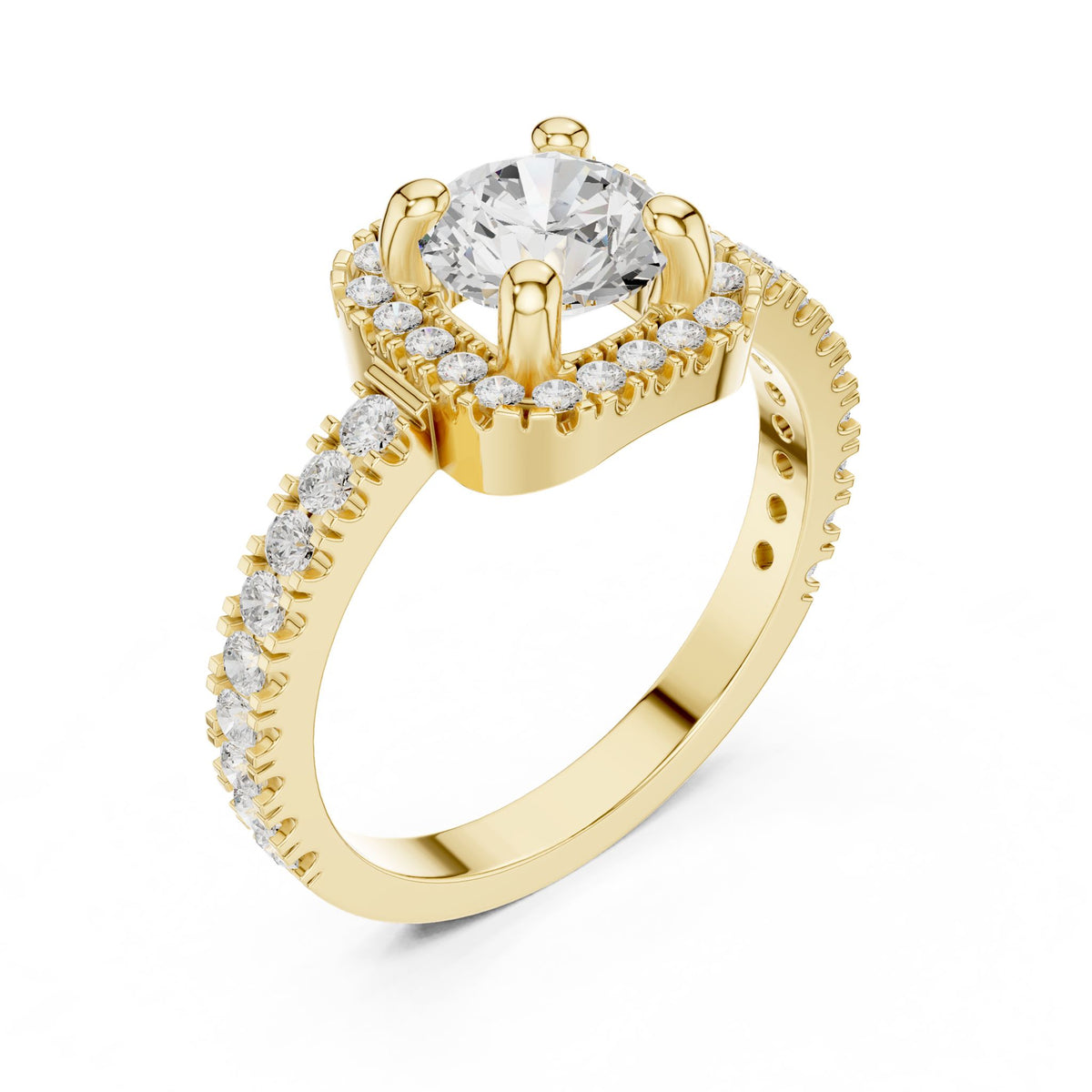 Round Halo Lab Grown Diamond Engagement Ring