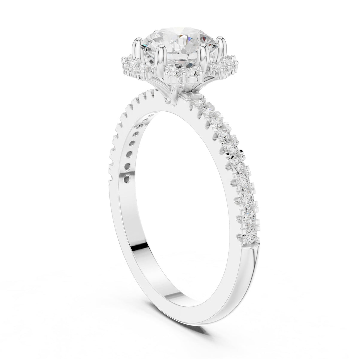 Round Halo Lab Grown Diamond Engagement Ring
