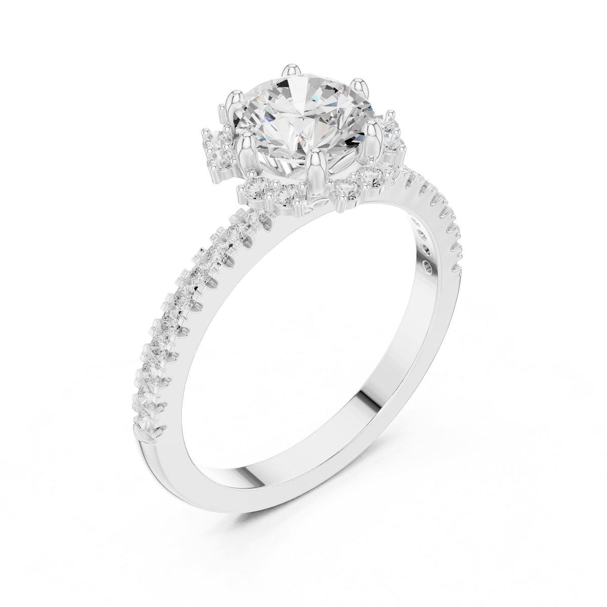 Round Halo Lab Grown Diamond Engagement Ring