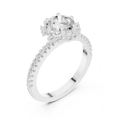 Round Halo Lab Grown Diamond Engagement Ring