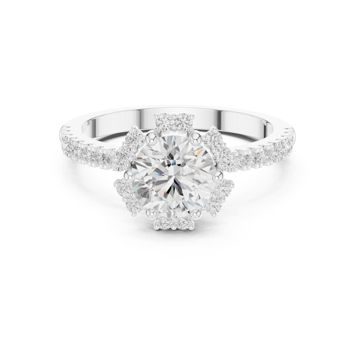 Round Halo Lab Grown Diamond Engagement Ring