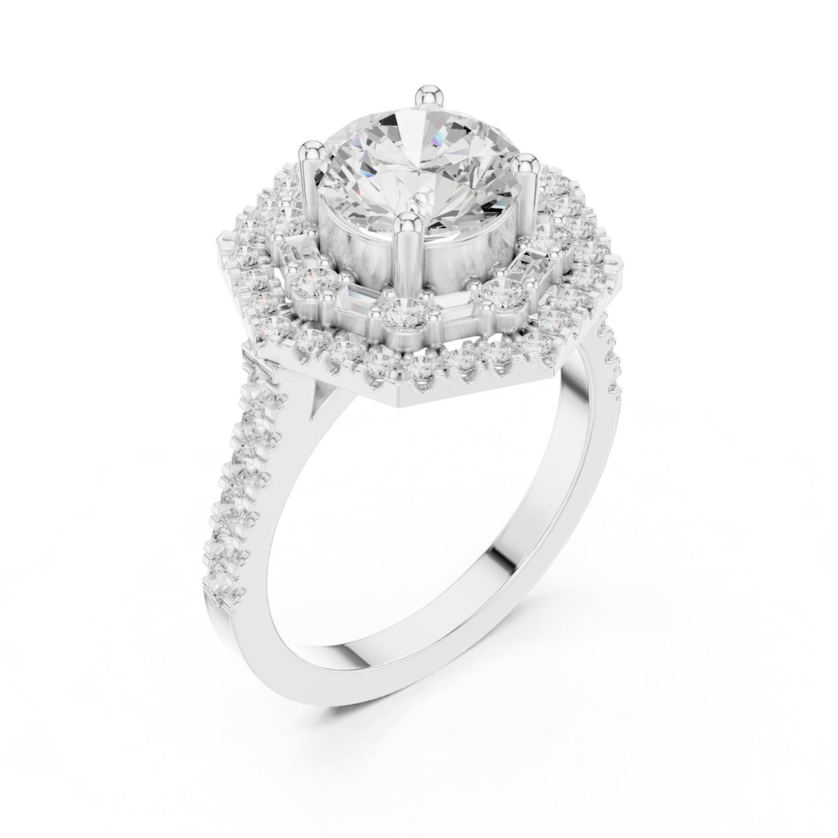 Round Halo Lab Grown Diamond Engagement Ring
