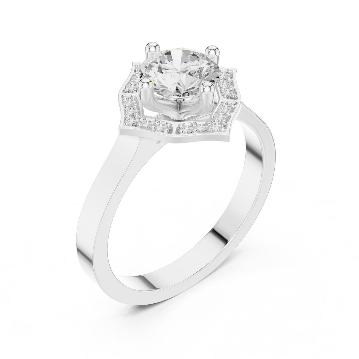 Round Halo Lab Grown Diamond Engagement Ring