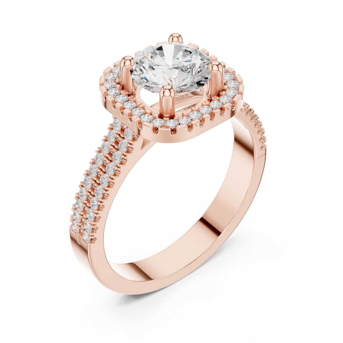 Round Halo Lab Grown Diamond Engagement Ring