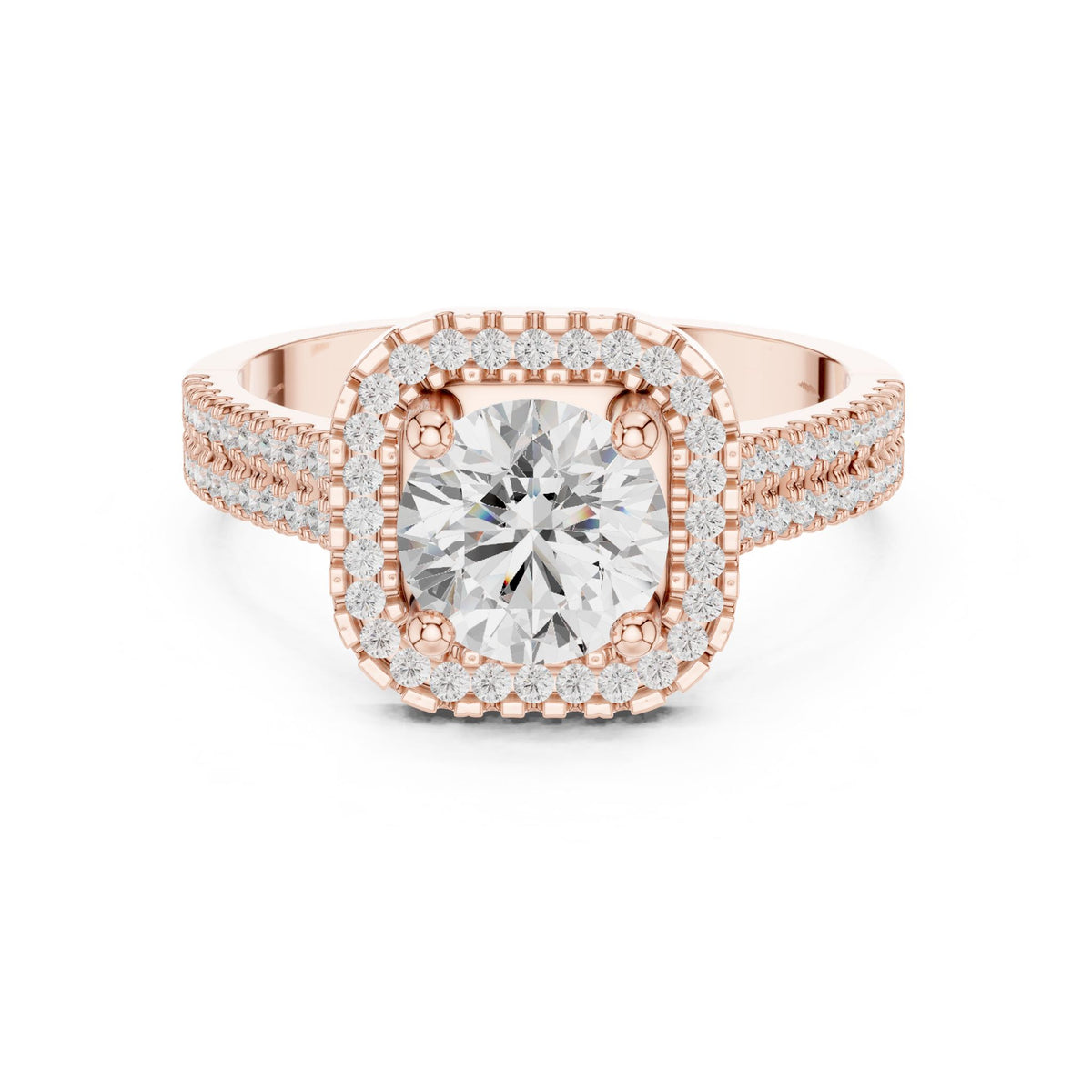 Round Halo Lab Grown Diamond Engagement Ring
