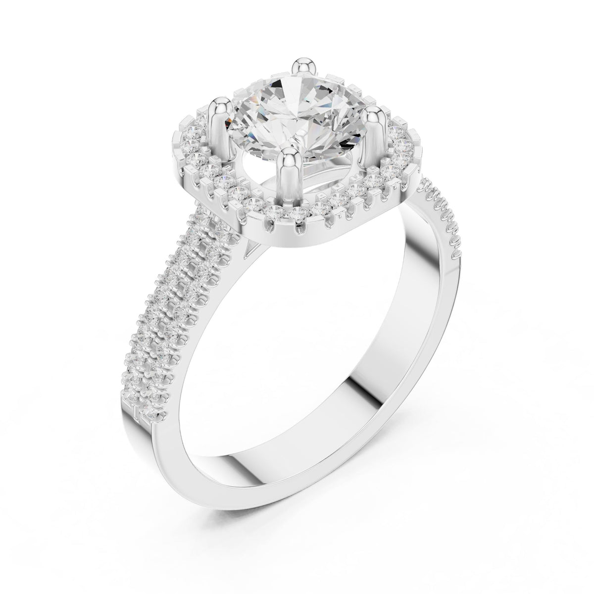 Round Halo Lab Grown Diamond Engagement Ring