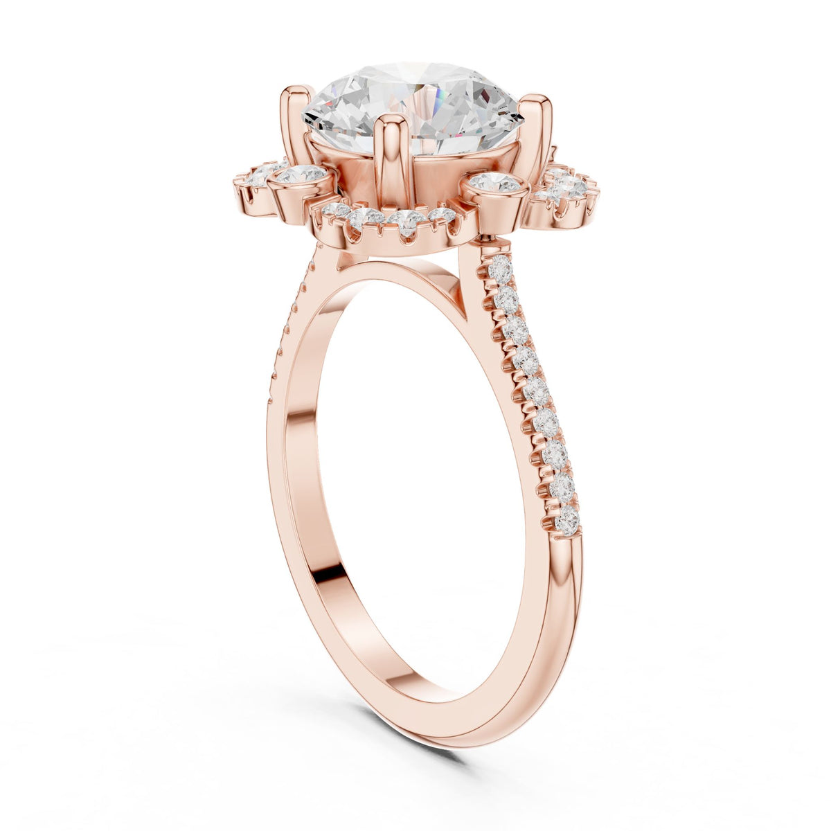 Round Halo Lab Grown Diamond Engagement Ring