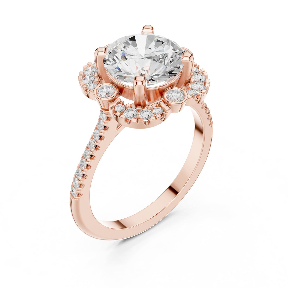 Round Halo Lab Grown Diamond Engagement Ring