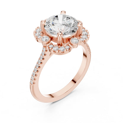 Round Halo Lab Grown Diamond Engagement Ring