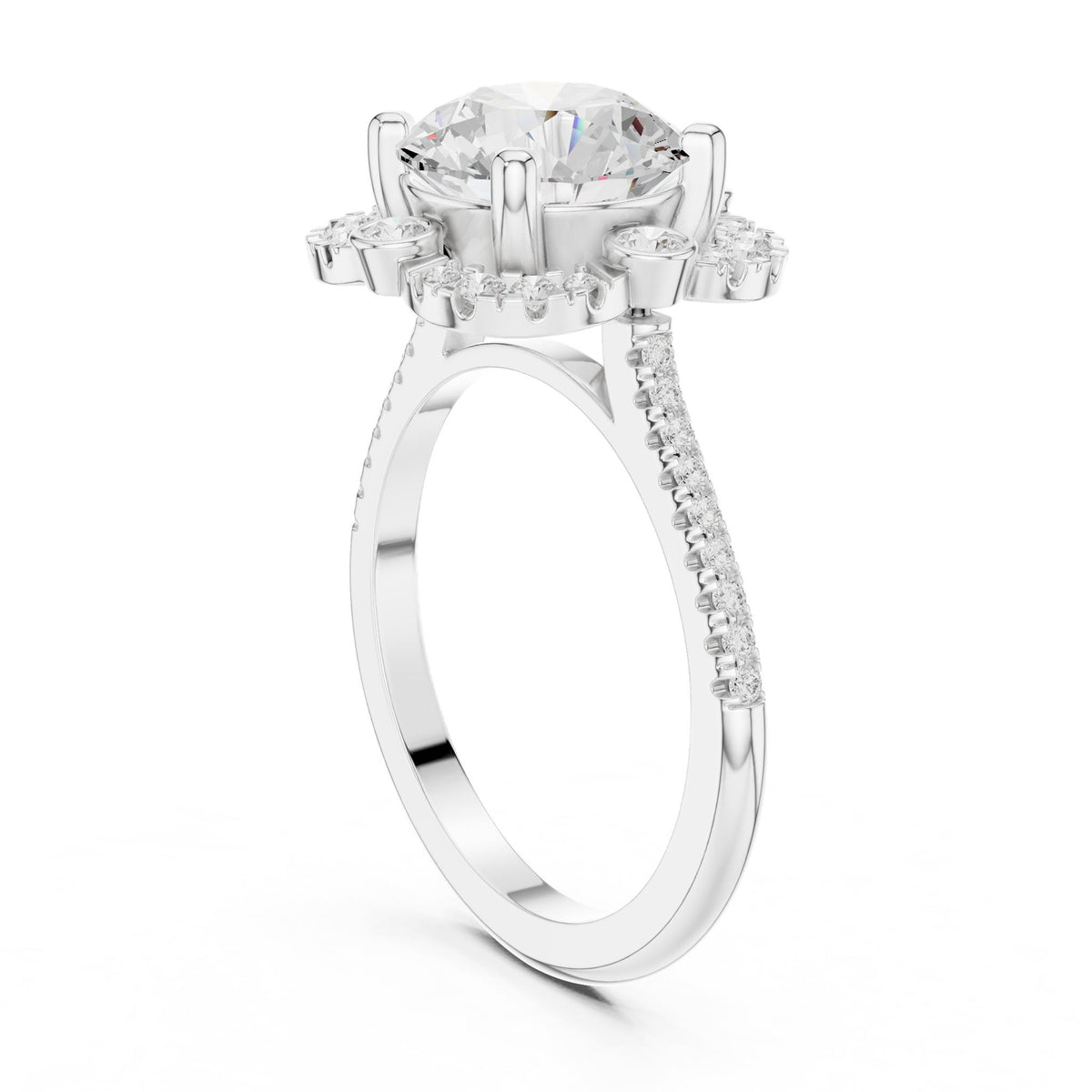 Round Halo Lab Grown Diamond Engagement Ring