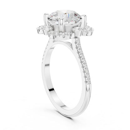 Round Halo Lab Grown Diamond Engagement Ring