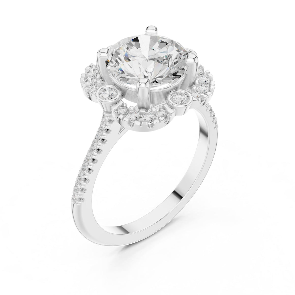 Round Halo Lab Grown Diamond Engagement Ring