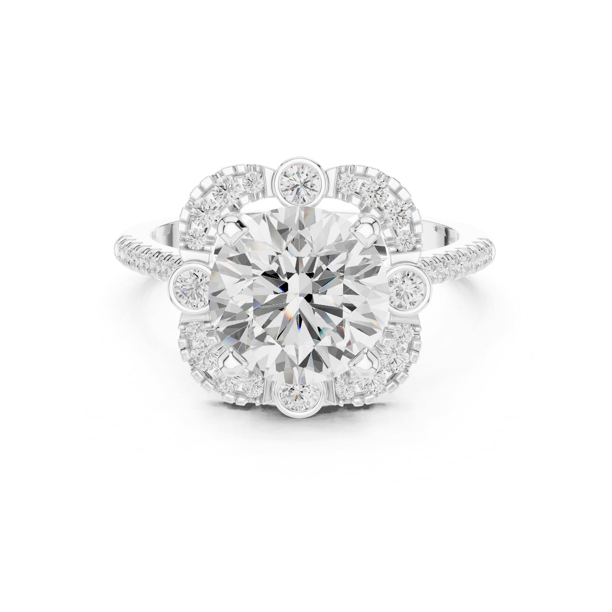 Round Halo Lab Grown Diamond Engagement Ring