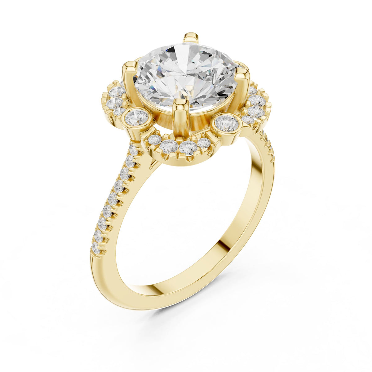 Round Halo Lab Grown Diamond Engagement Ring