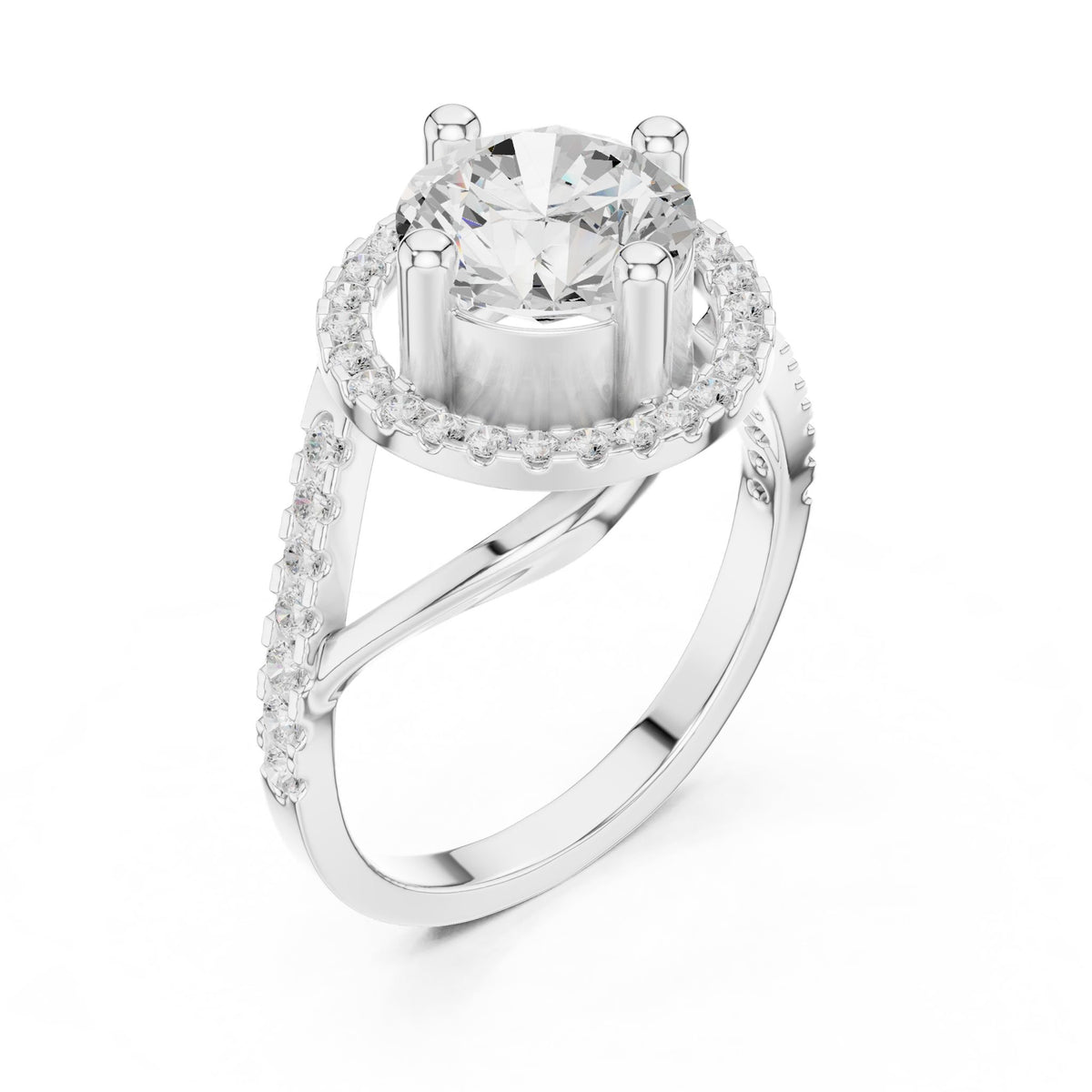 Round Halo Lab Grown Diamond Engagement Ring