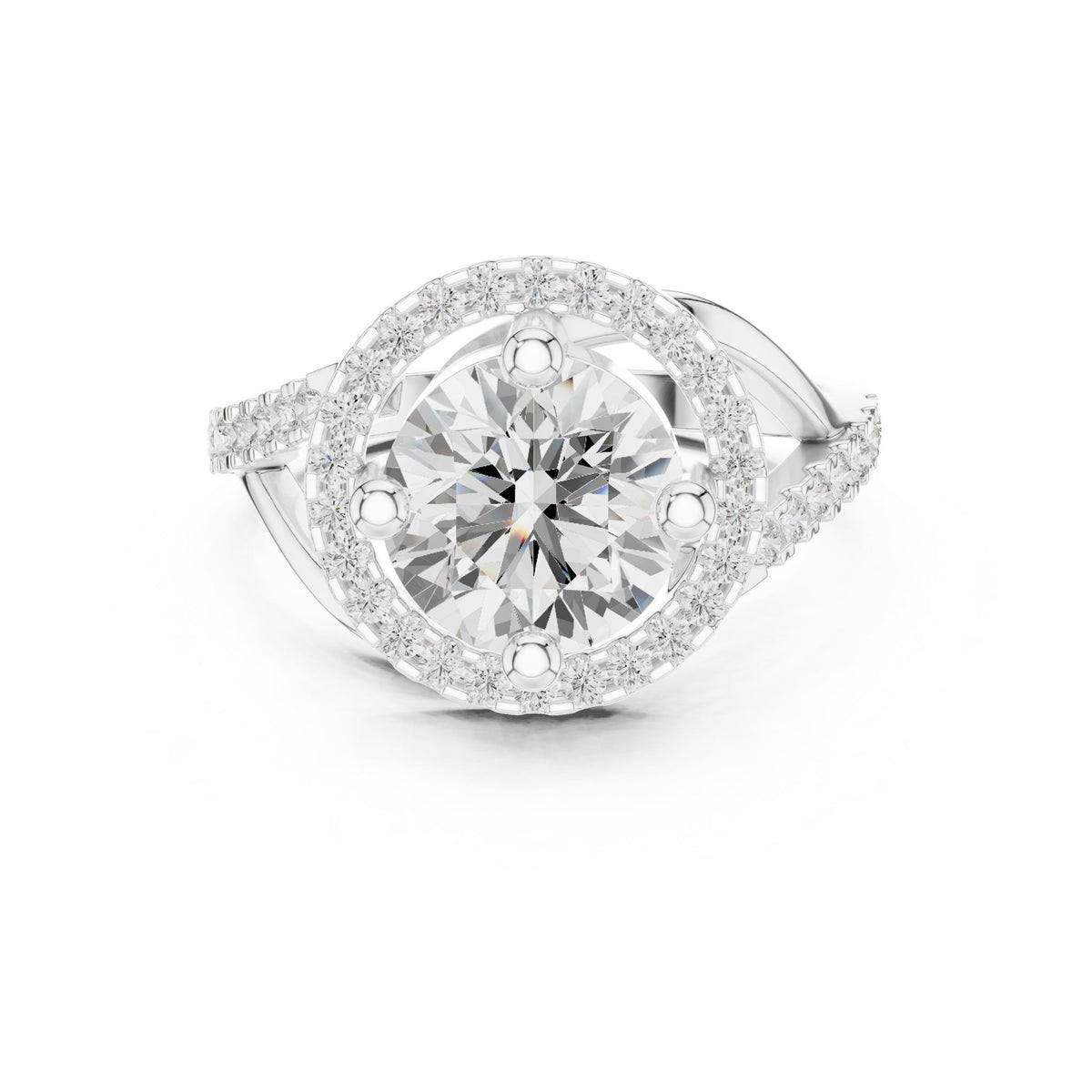Round Halo Lab Grown Diamond Engagement Ring