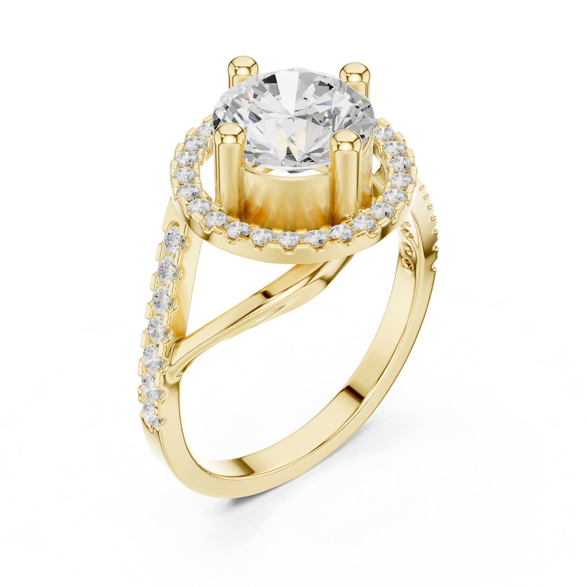 Round Halo Lab Grown Diamond Engagement Ring