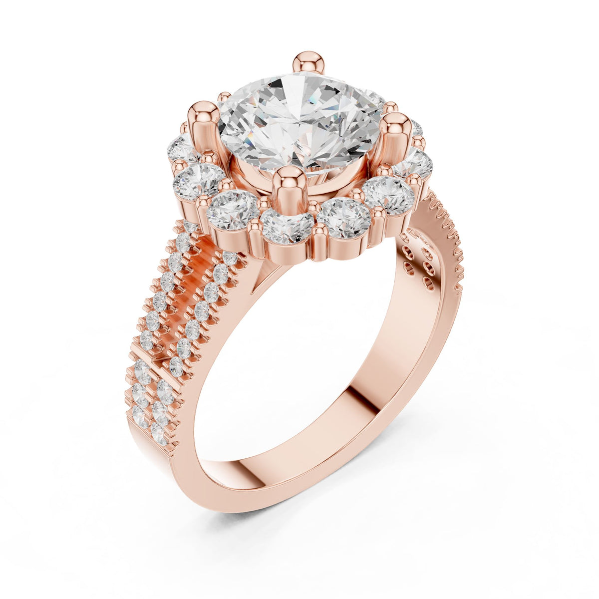 Round Halo Lab Grown Diamond Engagement Ring