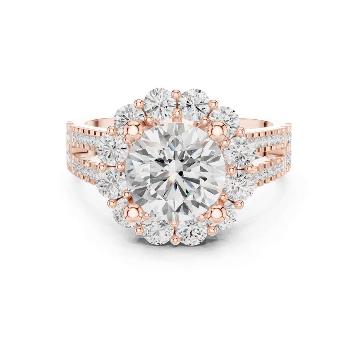 Round Halo Lab Grown Diamond Engagement Ring