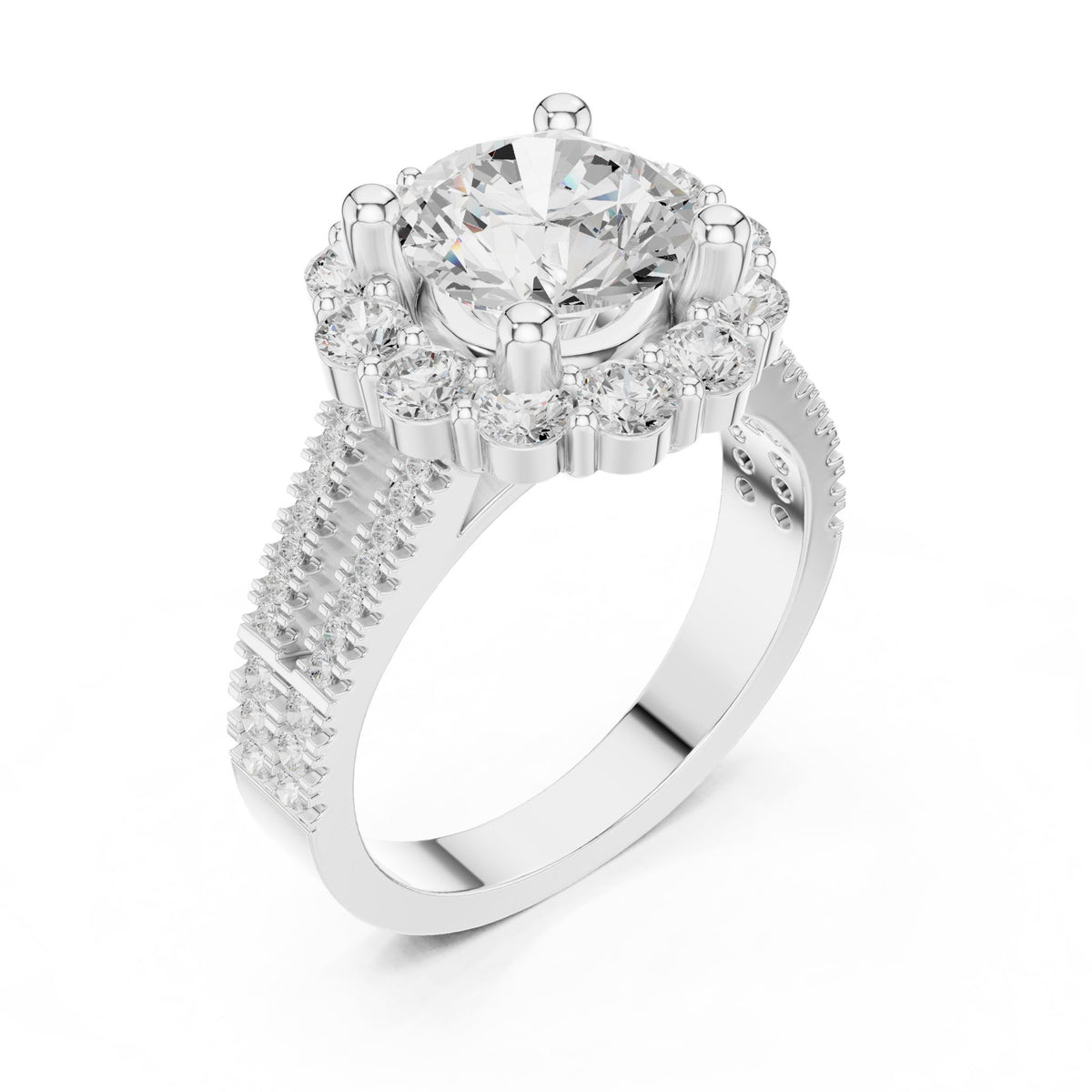 Round Halo Lab Grown Diamond Engagement Ring