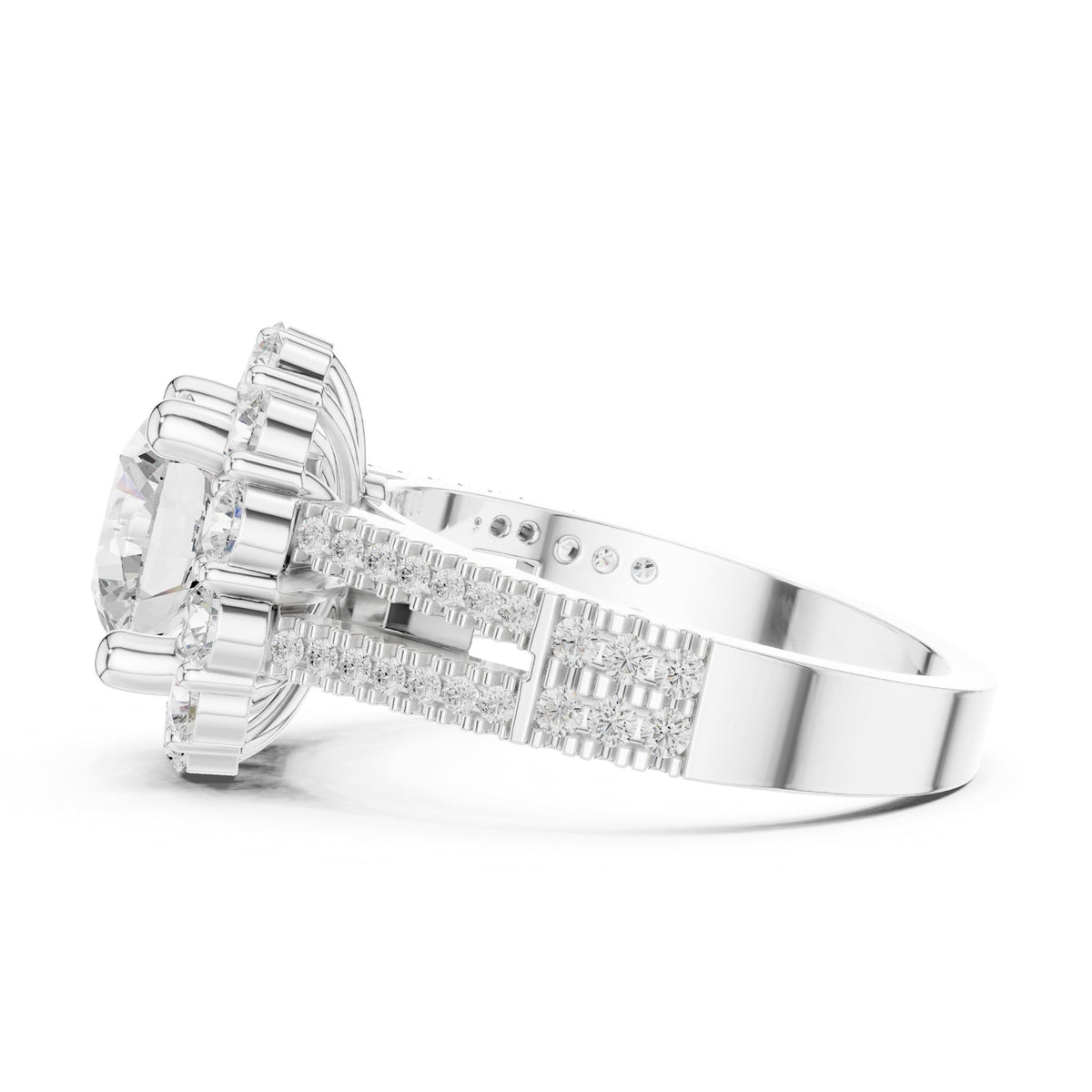 Round Halo Lab Grown Diamond Engagement Ring