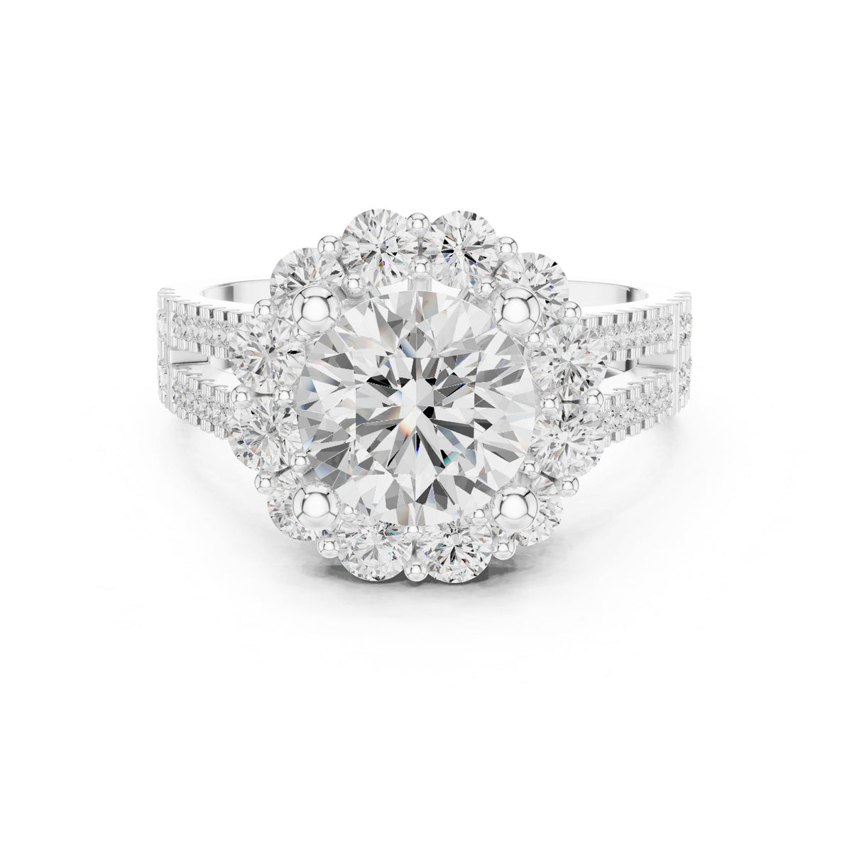Round Halo Lab Grown Diamond Engagement Ring