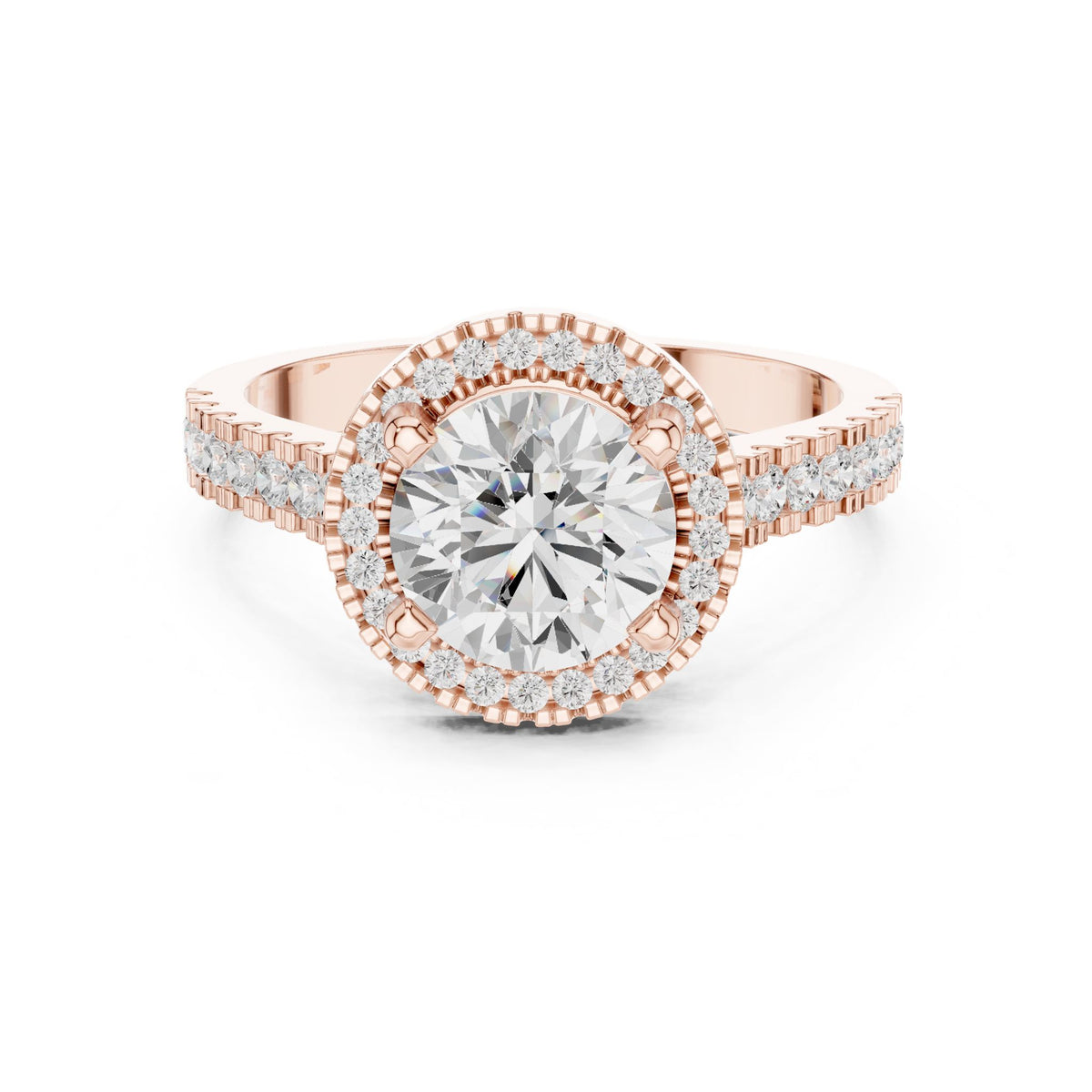 Round Halo Lab Grown Diamond Engagement Ring