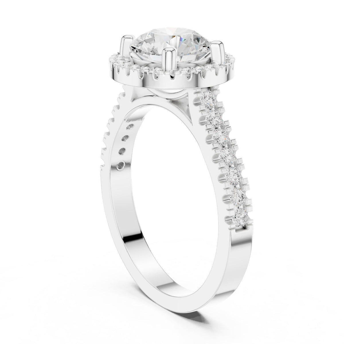 Round Halo Lab Grown Diamond Engagement Ring