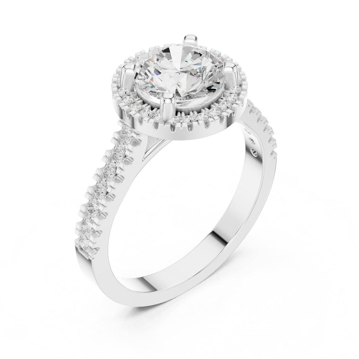 Round Halo Lab Grown Diamond Engagement Ring