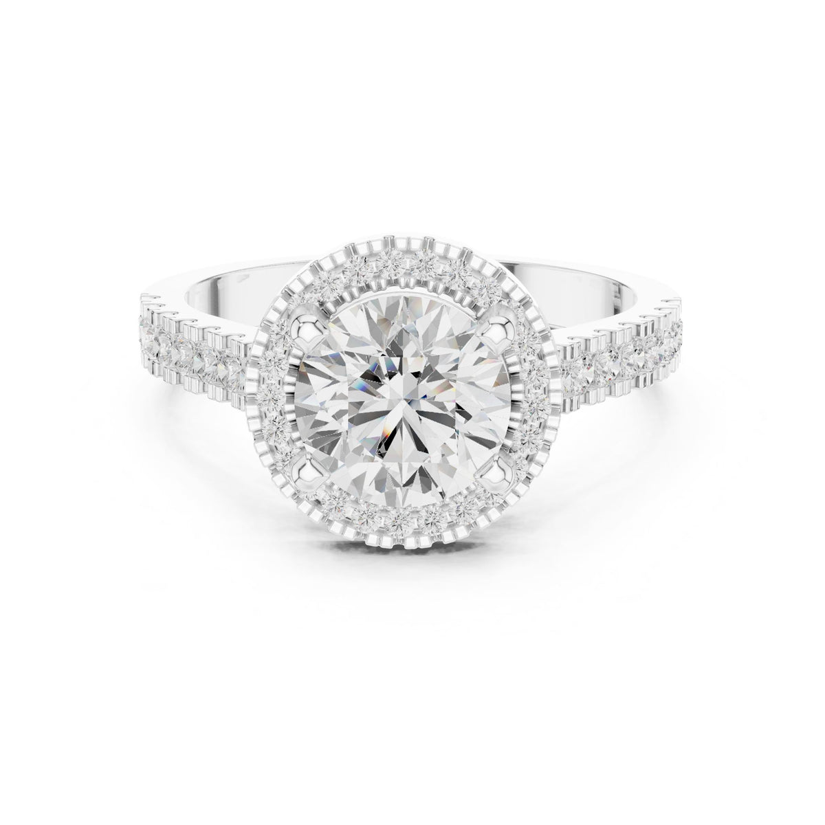 Round Halo Lab Grown Diamond Engagement Ring