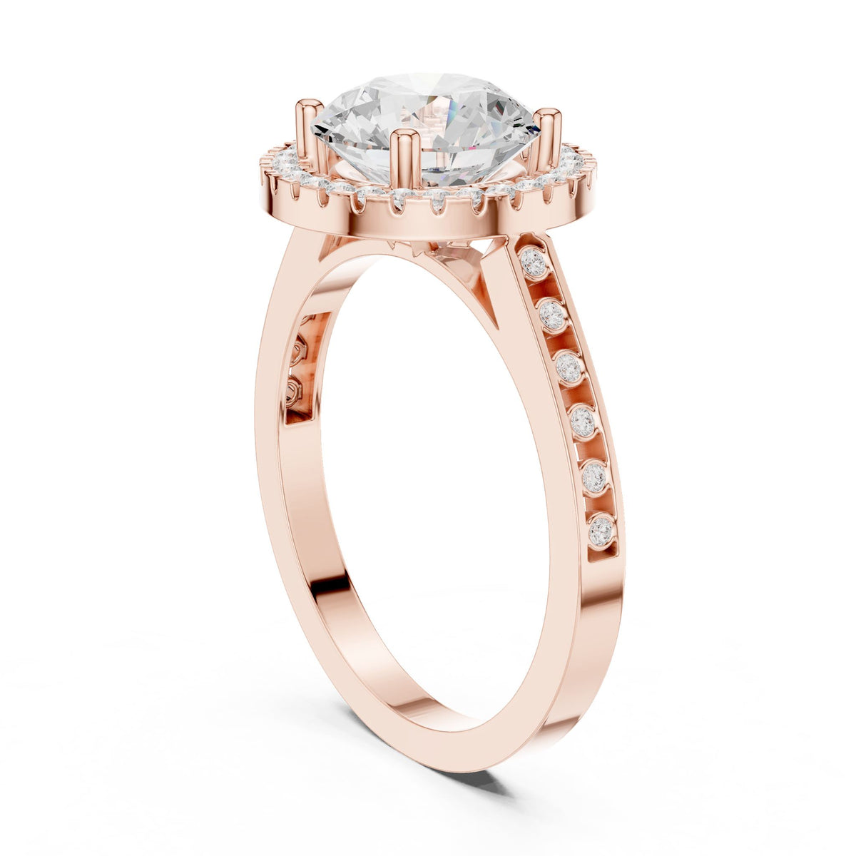 Round Halo Lab Grown Diamond Engagement Ring