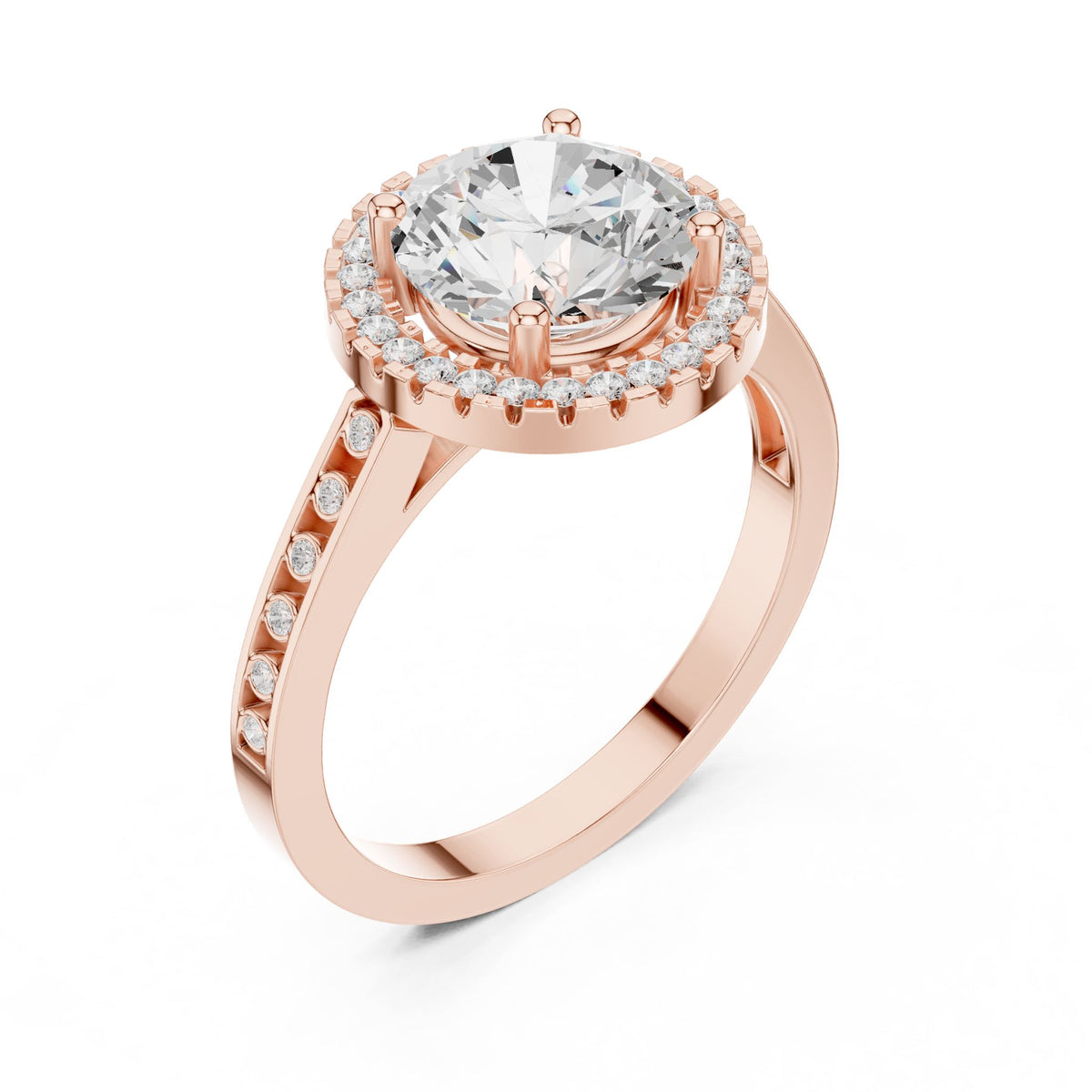 Round Halo Lab Grown Diamond Engagement Ring