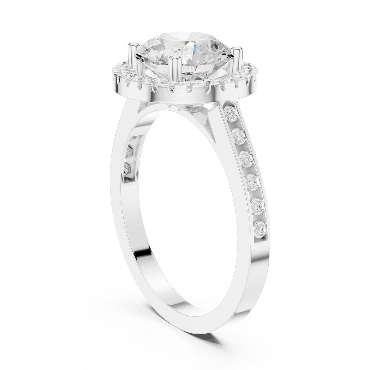 Round Halo Lab Grown Diamond Engagement Ring