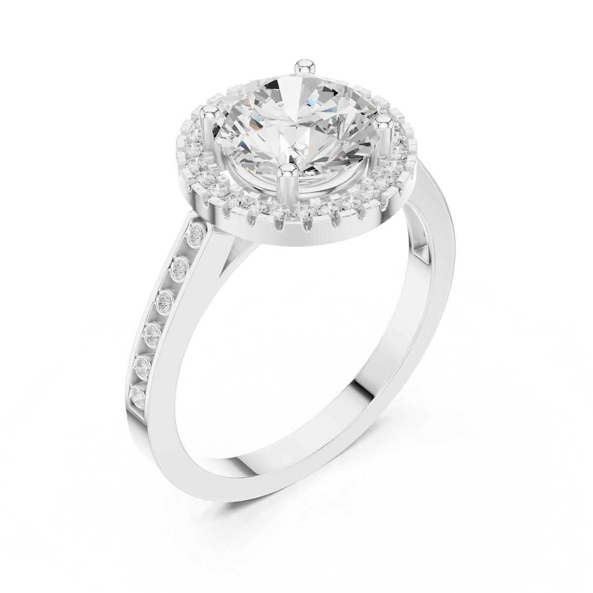 Round Halo Lab Grown Diamond Engagement Ring