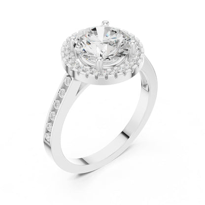 Round Halo Lab Grown Diamond Engagement Ring