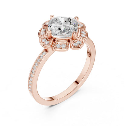 Round Halo Lab Grown Diamond Engagement Ring