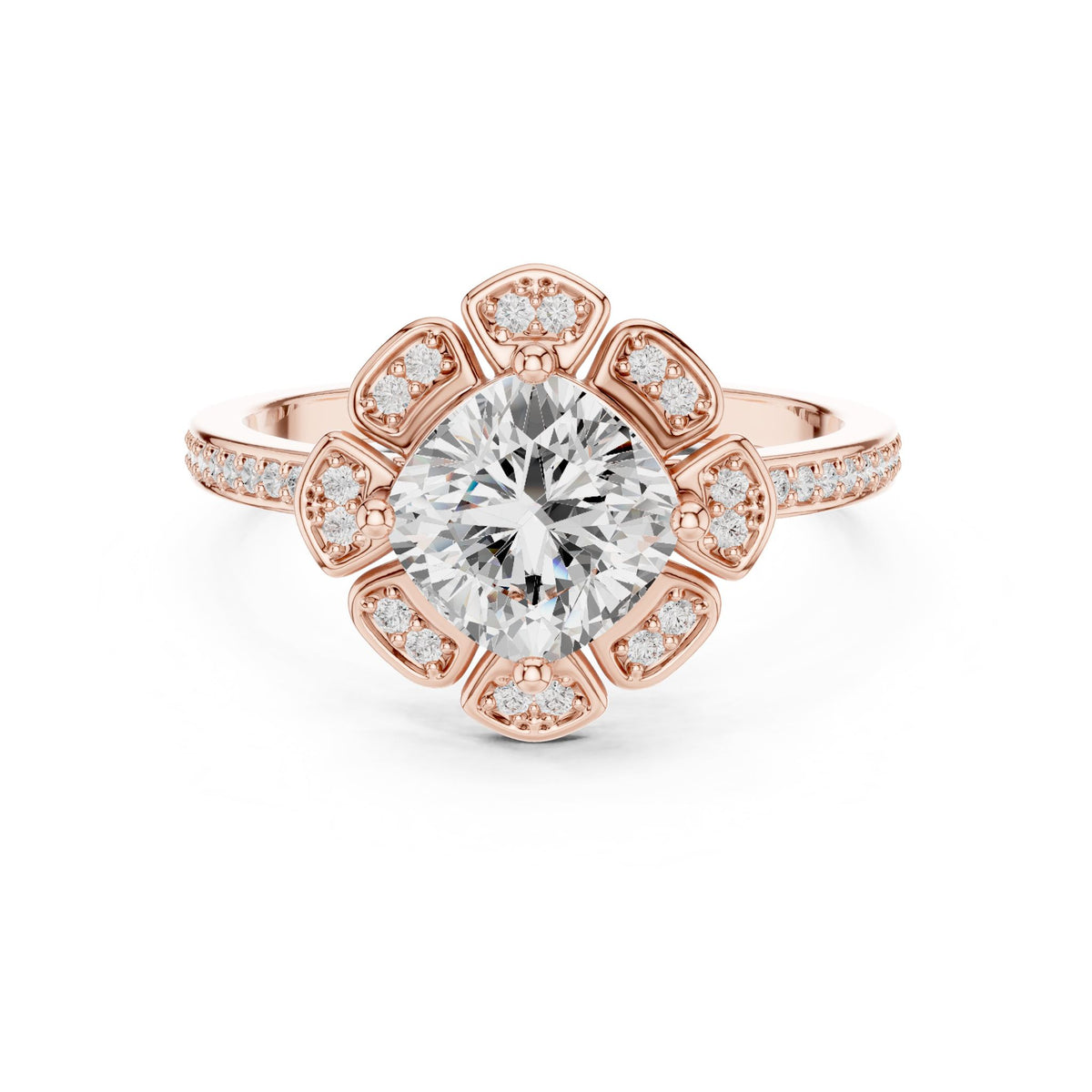 Round Halo Lab Grown Diamond Engagement Ring