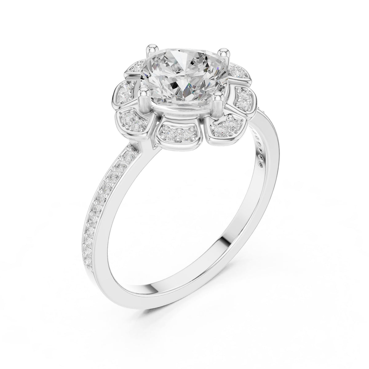 Round Halo Lab Grown Diamond Engagement Ring