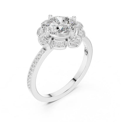 Round Halo Lab Grown Diamond Engagement Ring