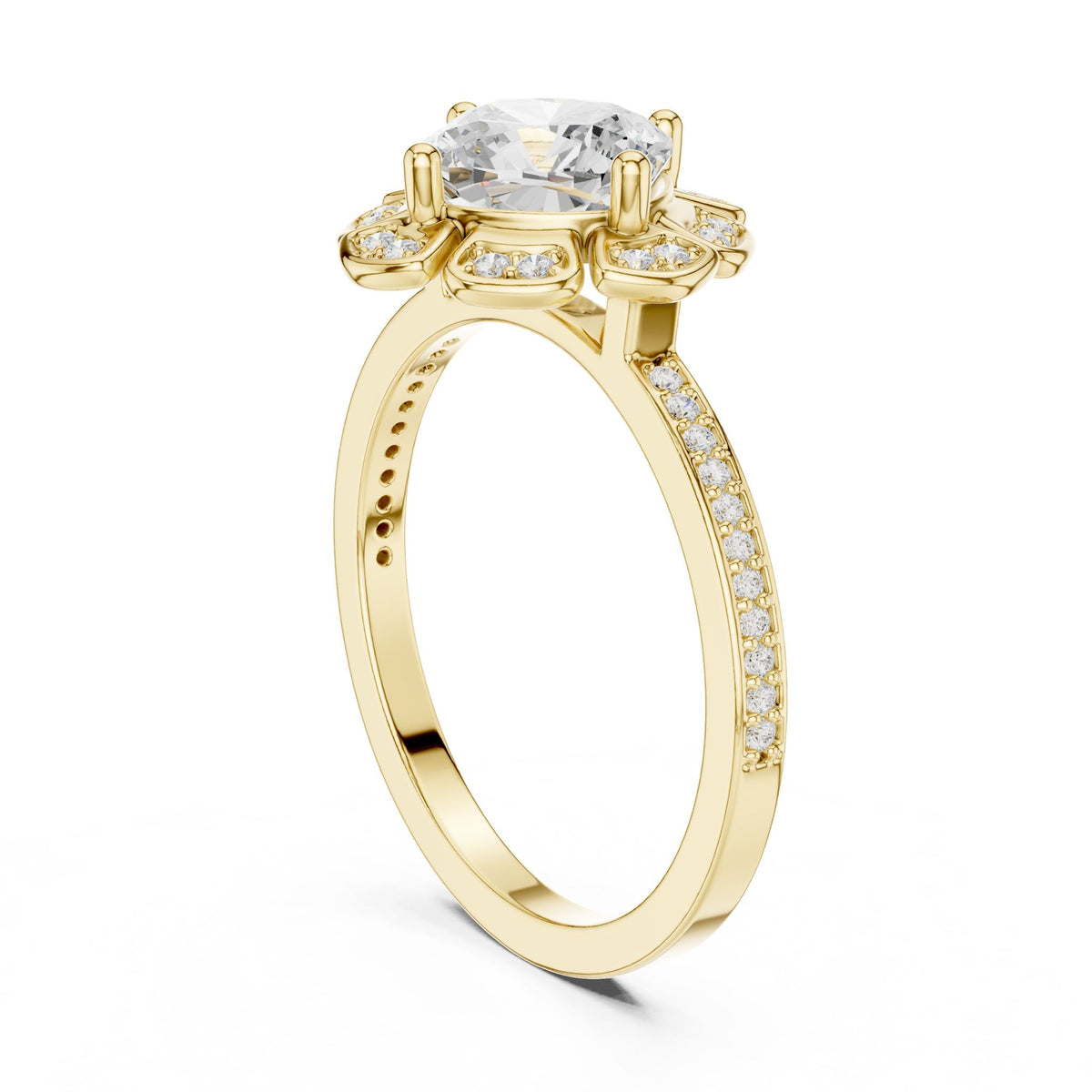 Round Halo Lab Grown Diamond Engagement Ring