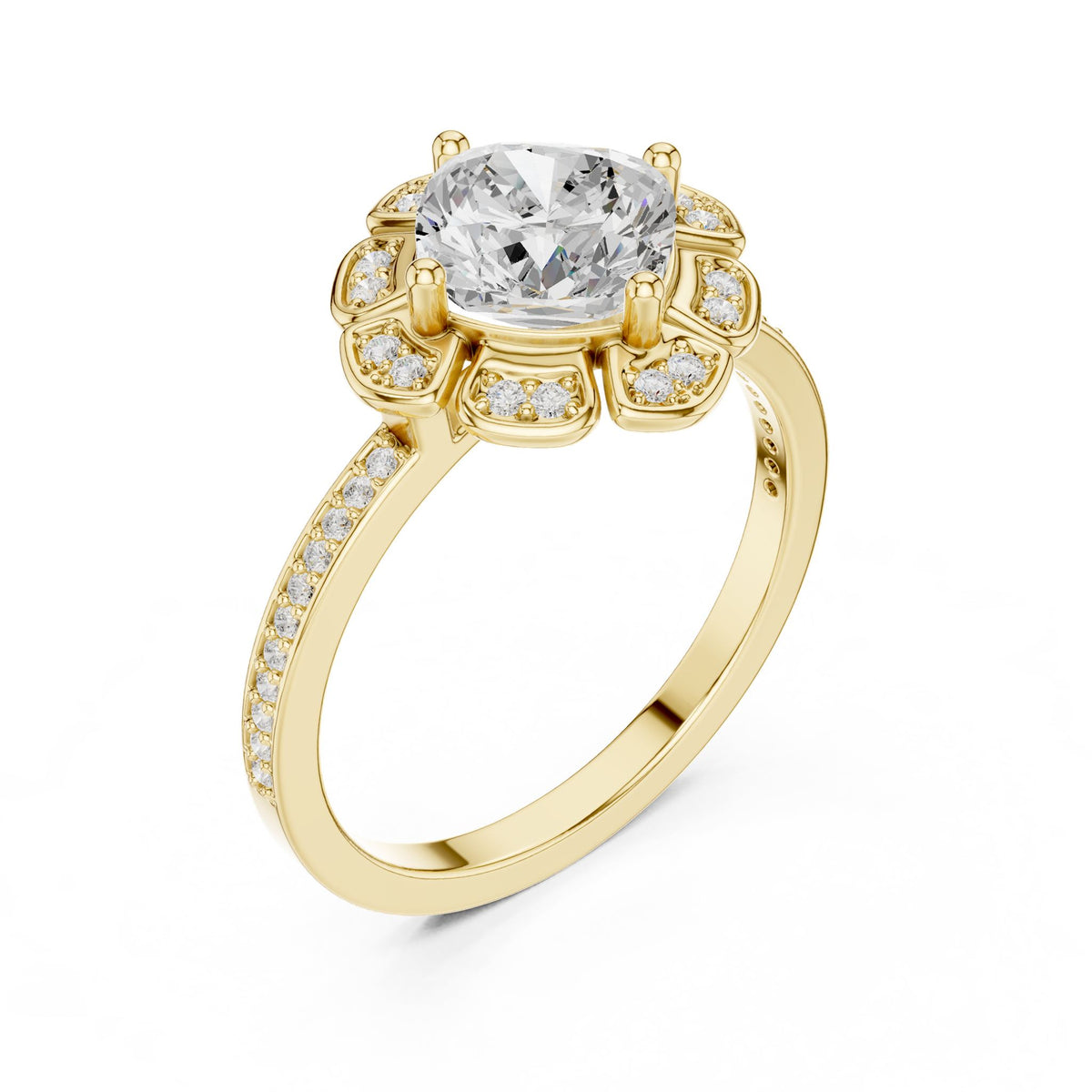 Round Halo Lab Grown Diamond Engagement Ring