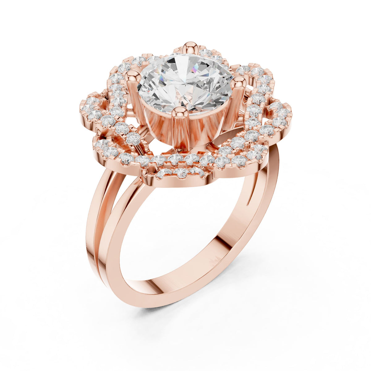 Round Halo Lab Grown Diamond Engagement Ring