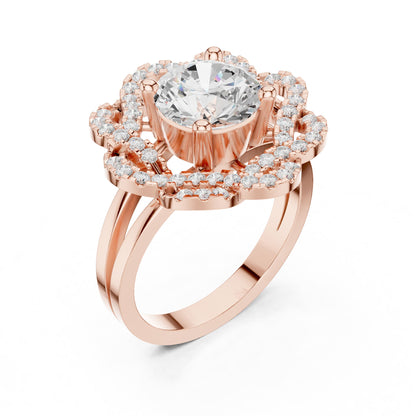 Round Halo Lab Grown Diamond Engagement Ring